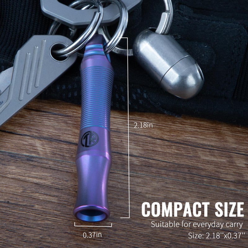TACRAY Titanium Whistle â€“ Ultra-Loud 120+ dB, CNC Machined, Lightweight & Durable â€“ Perfect for Emergency Survival, Hiking, Camping, and Outdoor Safety â€“ Includes Stainless Steel Chain (Purple) - Image 4